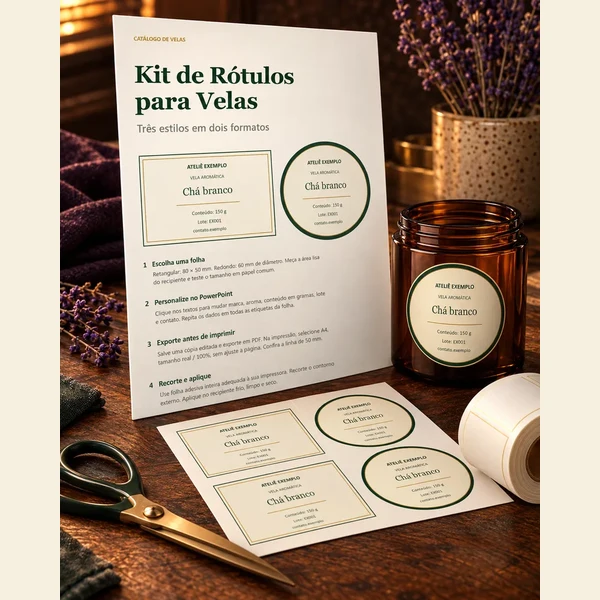Kit de Rótulos Editáveis para Velas